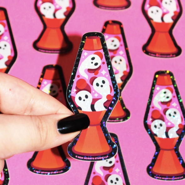"Groovy Ghost" Glitter Vinyl Sticker