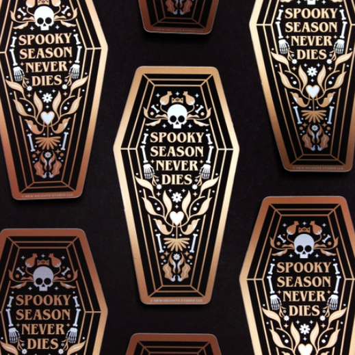 "Spooky Season Never Dies" Matte Metallic Sticker